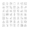 Materials construction linear icons, signs, symbols vector line illustration set Royalty Free Stock Photo