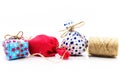 Materials for eco-friendly and sustainably wrapping a gift Royalty Free Stock Photo