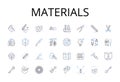 Materials line icons collection. Comestibles, Ingredients, Elements, Compnts, Resources, Substances, Stuff vector and