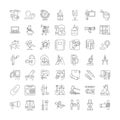 Materials linear icons, signs, symbols vector line illustration set Royalty Free Stock Photo