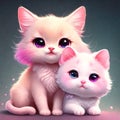 Maternal Bond: Hyperrealistic Mother Cat and Kitten