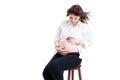 Maternal care concept with beautiful pregnant holding her tummy