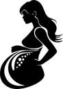 Maternal Glow: Tender Vector Silhouette of a Pregnant Mother