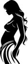 Maternal Glow: Tender Vector Silhouette of a Pregnant Mother