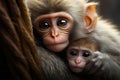 Maternal monkeys embrace encompasses motherly and spousal love tenderly