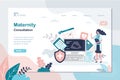 Maternity consultation landing page template. Prenatal health care concept