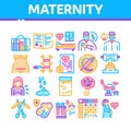 Maternity Hospital Collection Icons Set Vector