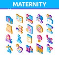 Maternity Hospital Isometric Icons Set Vector Illustration
