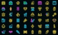 Maternity icons set vector neon