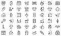 Maternity icons set, outline style