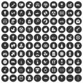 100 maternity leave icons set black circle Royalty Free Stock Photo