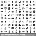 100 maternity leave icons set, simple style Royalty Free Stock Photo