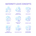 Maternity leave related blue gradient icons set