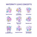 Maternity leave related concept icons set