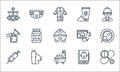 Maternity line icons. linear set. quality vector line set such as pills, bath tub, syringe, guidebook, breast, breast pump,