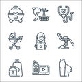 Maternity line icons. linear set. quality vector line set such as breast, baby monitor, baby food, gynecology, working mother,