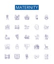 Maternity line icons signs set. Design collection of Pregnancy, childbirth, delivery, motherhood, nursing, gestation