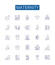 Maternity line icons signs set. Design collection of Pregnancy, childbirth, delivery, motherhood, nursing, gestation