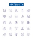 Maternity line icons signs set. Design collection of Pregnancy, childbirth, delivery, motherhood, nursing, gestation