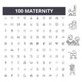 Maternity line icons, signs, vector set, outline illustration concept