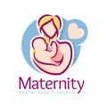 Maternity logo design template, pregnancy mother and baby symbol or icon template