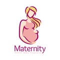 Maternity logo design template, pregnancy mother and baby symbol or icon template