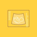 Maternity, pregnancy, sonogram, baby, ultrasound Flat Line Filled Icon. Beautiful Logo button over yellow background for UI and UX