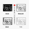 Maternity, pregnancy, sonogram, baby, ultrasound Icon in Thin, Regular, Bold Line and Glyph Style. Vector illustration