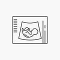 Maternity, pregnancy, sonogram, baby, ultrasound Line Icon. Vector isolated illustration