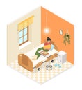 Maternity room - modern vector colorful isometric illustration Royalty Free Stock Photo