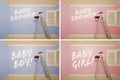 Maternity Series of Pink And Blue Empty Rooms Royalty Free Stock Photo