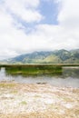 Photograph taken at Lake Matese, Campania, Italy, showcasing a view of the lake, mountains, and the surrounding natural landscape Royalty Free Stock Photo