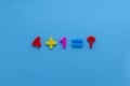Math action on blue paper background Royalty Free Stock Photo