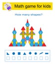 Math game for kids. Developing numeracy skills. How many geometric shapes? Royalty Free Stock Photo