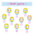 Math game for children. Number range up to 10. Developing numeracy skills. Vector