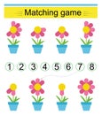 Math activity for kids. Matching game. Developing numeracy skills