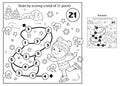 Math addition game. Puzzle for kids. Maze. Coloring Page Outline Of cartoon girl skating. Winter sports. Coloring book for Royalty Free Stock Photo