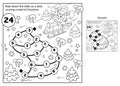 Math addition game. Puzzle for kids. Maze. Coloring Page Outline Of Cartoon happy Bunny sledding. Winter activity. Coloring book