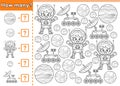 Math counting game How many outline space objects Royalty Free Stock Photo