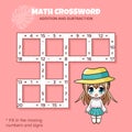 Math Crossword puzzle. Addition and subtraction.