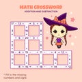 Math Crossword puzzle. Addition and subtraction.