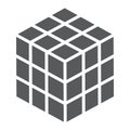 Math cube glyph icon, block and geometric