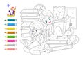 Math education for children. Coloring book. Mathematical exercises on addition and subtraction. Solve examples and paint the