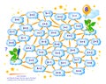 Math education for children. Logic puzzle game with maze for kids. Solve examples and help the dragon find the way to his friend