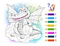 Math education for little children. Coloring book. Mathematical exercises on addition and subtraction. Solve examples and paint