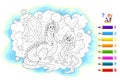 Math education for little children. Coloring book. Mathematical exercises on addition and subtraction. Solve examples and paint Royalty Free Stock Photo