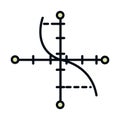 Math education school science cartesian graph line and fill style icon