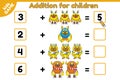 Addition for children math game cartoon monsters-2 Royalty Free Stock Photo