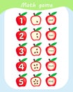 Counting Game for Preschool Children. Count apples in the picture. Math educational game for children Royalty Free Stock Photo