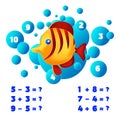 Math educational game Counting game for kids The Theme Of Mermaids vector illustration